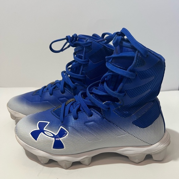 Under Armour High Tops Blue White 1.5Y Cleats 3000195-400 - Picture 3 of 11